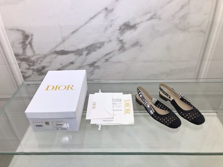 Dior Hollow lace bow high heel/flat sandals