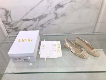 Dior Hollow lace bow high heel/flat sandals