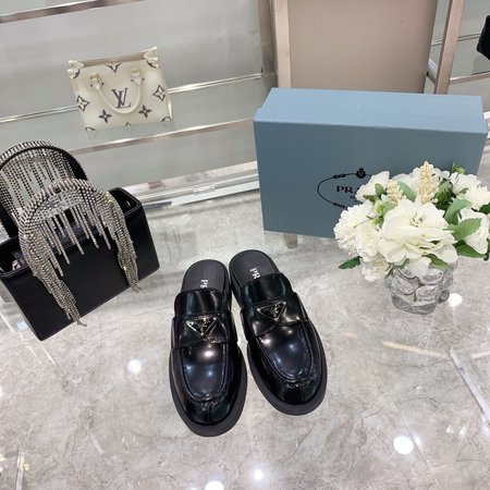 Prada Triangle logo loafers slippers