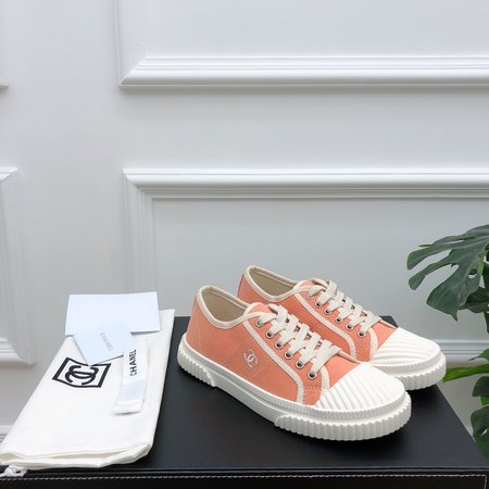 Chanel Casual lace-up canvas shoes with CC logo embroidered on the side