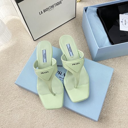 Prada Iconic triangle logo leather slippers