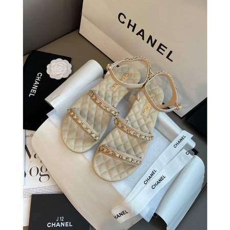 Chanel Chain rhomboid leather sandals