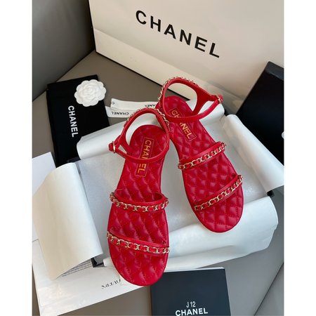 Chanel Chain rhomboid leather sandals