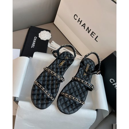 Chanel Chain rhomboid leather sandals