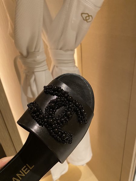 Chanel Pearl slippers hand-stitched CC