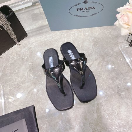 Prada women s triangle logo flat flip flops