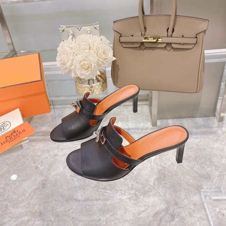 Hermes Sandals slippers calfskin heel height 6.5cm