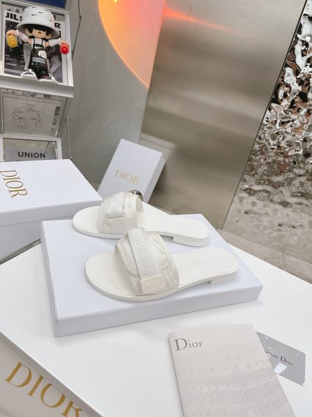 Dior Embossed Logo Velcro buckle sandals and slippers