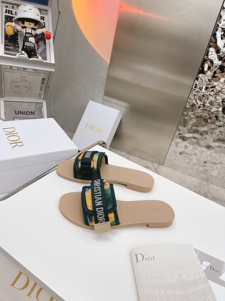 Dior Embossed Logo Velcro buckle sandals and slippers