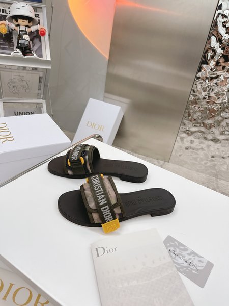 Dior Embossed Logo Velcro buckle sandals and slippers