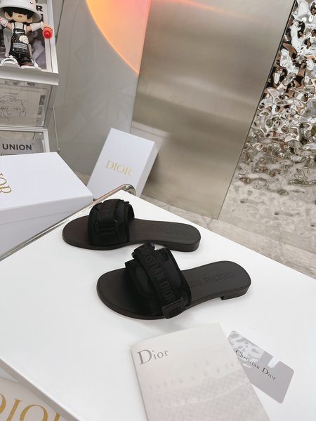 Dior Embossed Logo Velcro buckle sandals and slippers