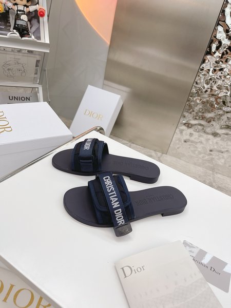 Dior Embossed Logo Velcro buckle sandals and slippers