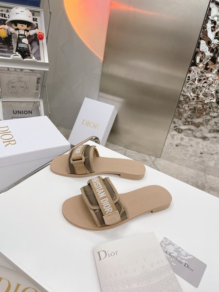 Dior Embossed Logo Velcro buckle sandals and slippers