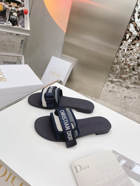 Dior Embossed Logo Velcro buckle sandals and slippers