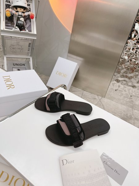 Dior Embossed Logo Velcro buckle sandals and slippers