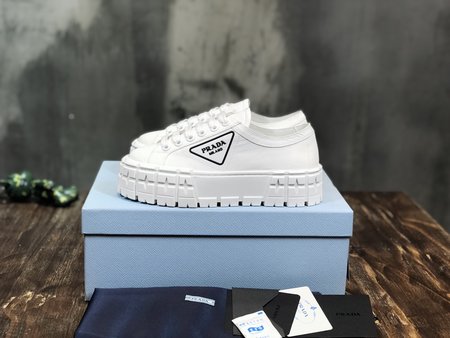 Prada Canvas platform shoes LOGO