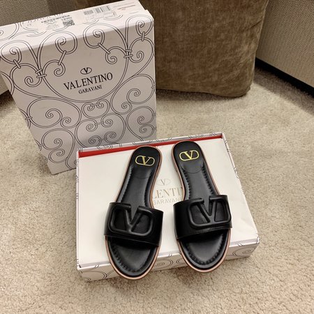 Valentino V Logo calfskin slippers
