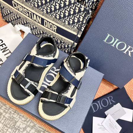 Dior Sandals with hemp rope edging craft mesh leather stitching CD buckle