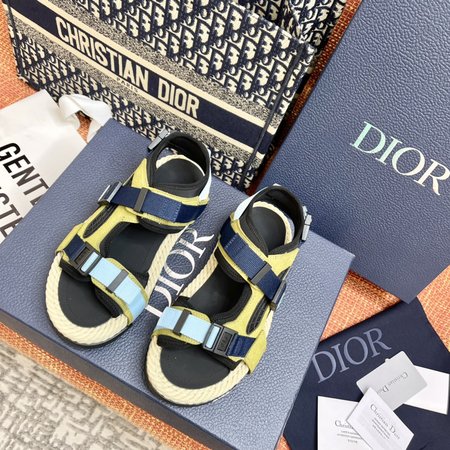 Dior Sandals with hemp rope edging craft mesh leather stitching CD buckle