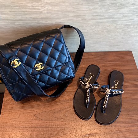 Chanel Vintage CC buckle slippers