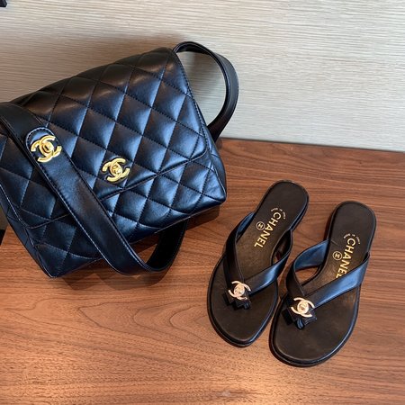 Chanel Vintage CC buckle slippers