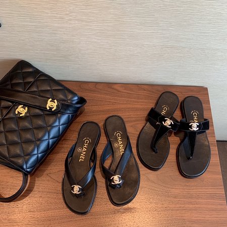 Chanel Vintage CC buckle slippers