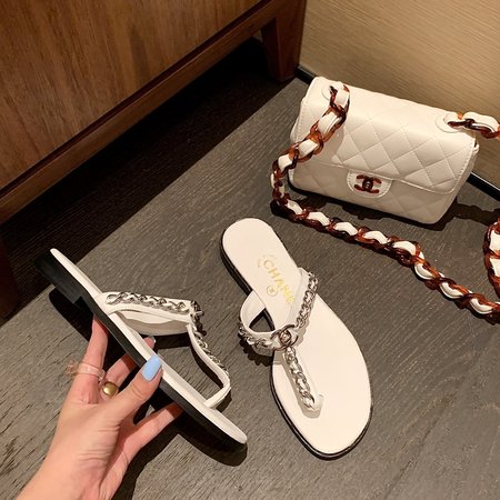 Chanel Vintage CC buckle slippers