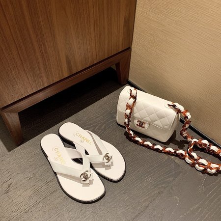 Chanel Vintage CC buckle slippers