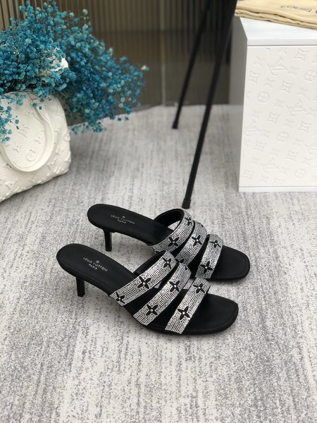 Louis Vuitton Aeal Collection Rhinestone Kitten Heels Sandals