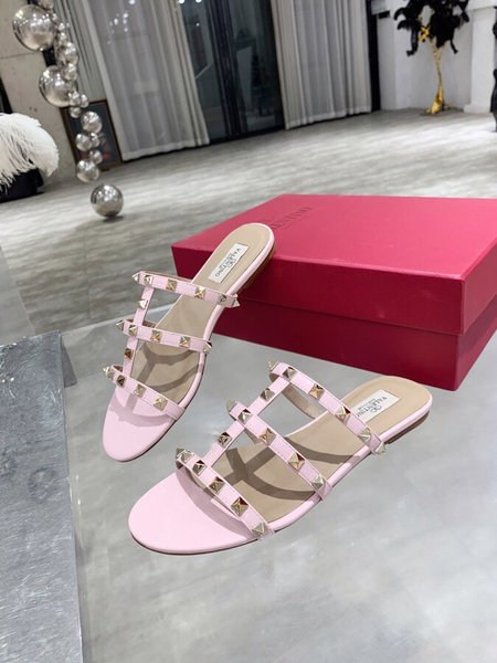 Valentino Hollow design with classic rivet flat sandals