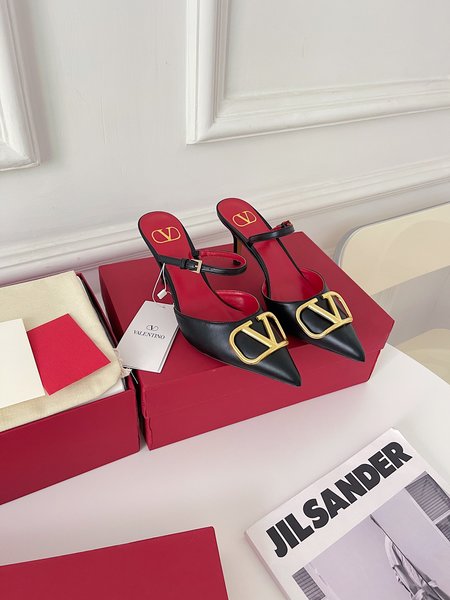 Valentino Big V Buckle Slippers