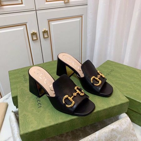 Gucci Thick Heel Retro Shoes Horsebit Sandals 7.5cm