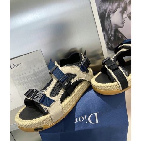 Dior Hemp rope woven platform Espadrills sandals with sole thickness of 3.7cm