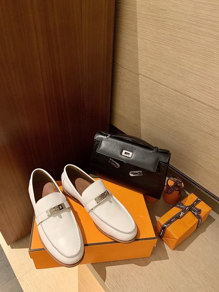 Hermes Kelly buckle loafers cowhide