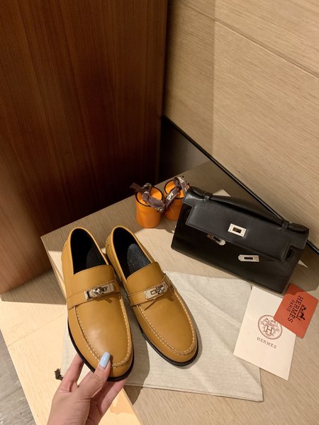 Hermes Kelly buckle loafers cowhide