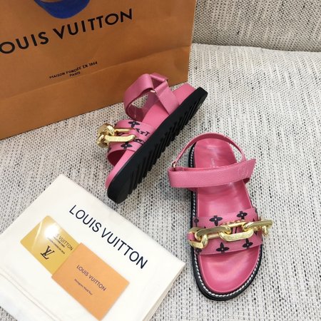 Louis Vuitton Sandals with metal chain buckle in calfskin