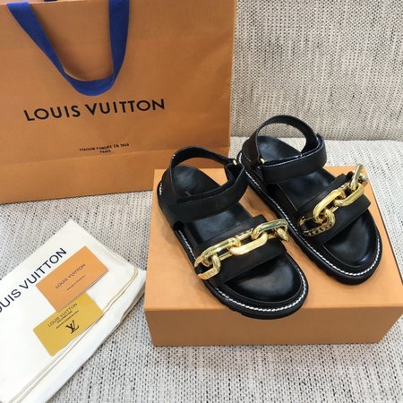 Louis Vuitton Sandals with metal chain buckle in calfskin