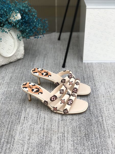 Louis Vuitton Aeal Collection Rhinestone Kitten Heels Sandals