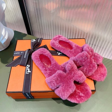 Hermes Teddy Oran wool slippers