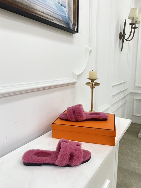 Hermes Rainbow Fur slippers