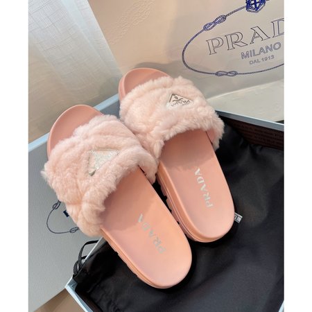 Prada fur slippers