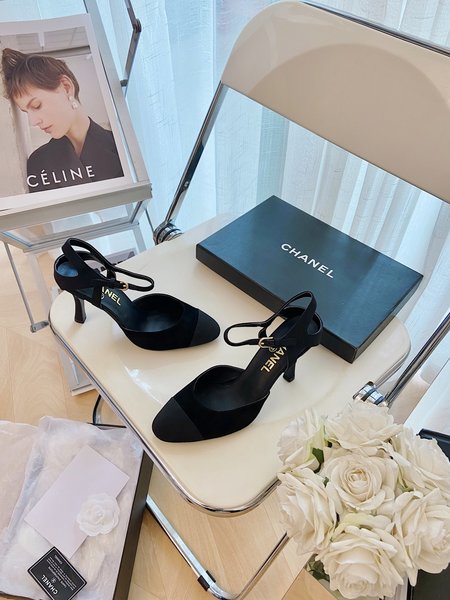 Chanel Women s shoes sheepskin / black sheep Jing / black silk satin lining sheepskin heel height: 8.5CM