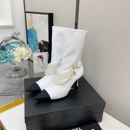 Chanel Pearl high heel boots