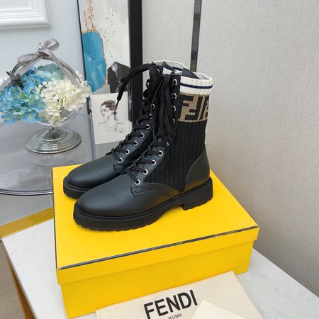Fendi Martin boots FF socks stretch ankle boots Rockoko