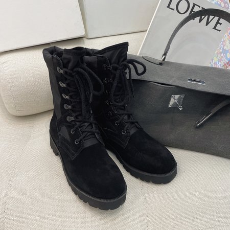 Celine Western cowboy nubuck casual lace-up Martin boots