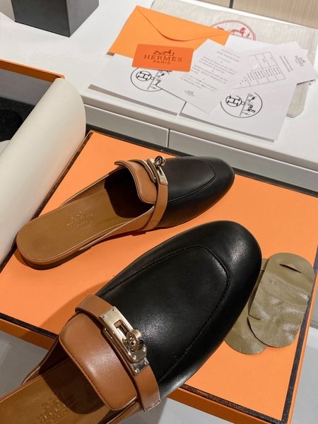 Hermes Kelly Mules slippers calfskin