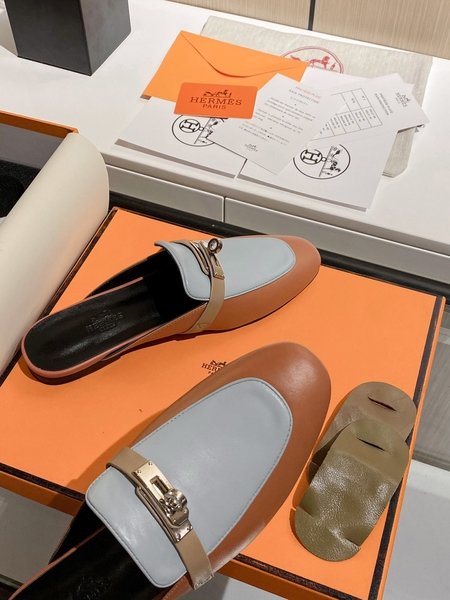 Hermes Kelly Mules slippers calfskin