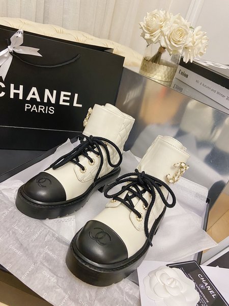 Chanel Chain Diamond CC Buckle Moto Boots