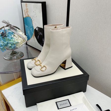 Gucci Horsebit square toe mid-heel short boots in lambskin Heel height: 5.5cm/7.5cm