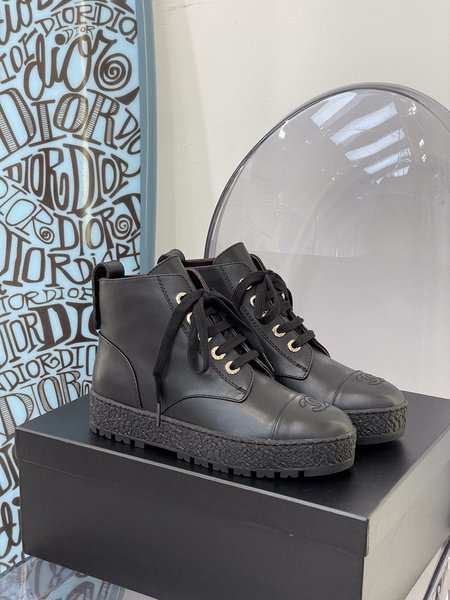 Chanel Lace-up sports boots calfskin inner sheepskin